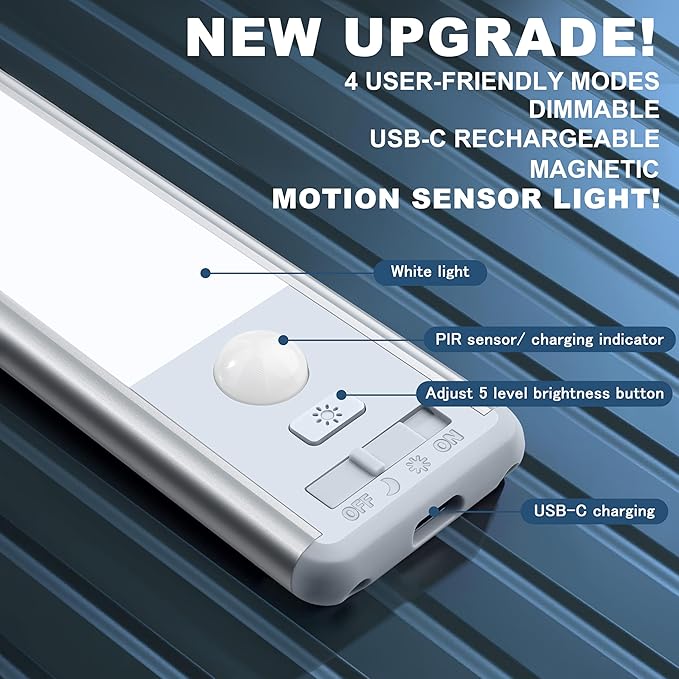 Reoshine 63 LED Closet Lights Motion Sensored, 2500mAh Rechargeable Under - Image 4