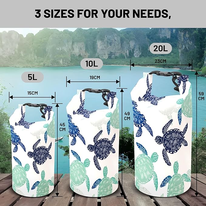 Waterproof Dry Bag, Roll Top Sea Turtle Waterproof Backpack 5L/10L/20L Floating - Image 6