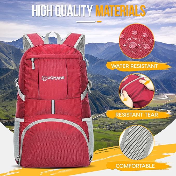ZOMAKE Lightweight Packable Backpack 35L, Light Foldable Backpacks Water - Image 4