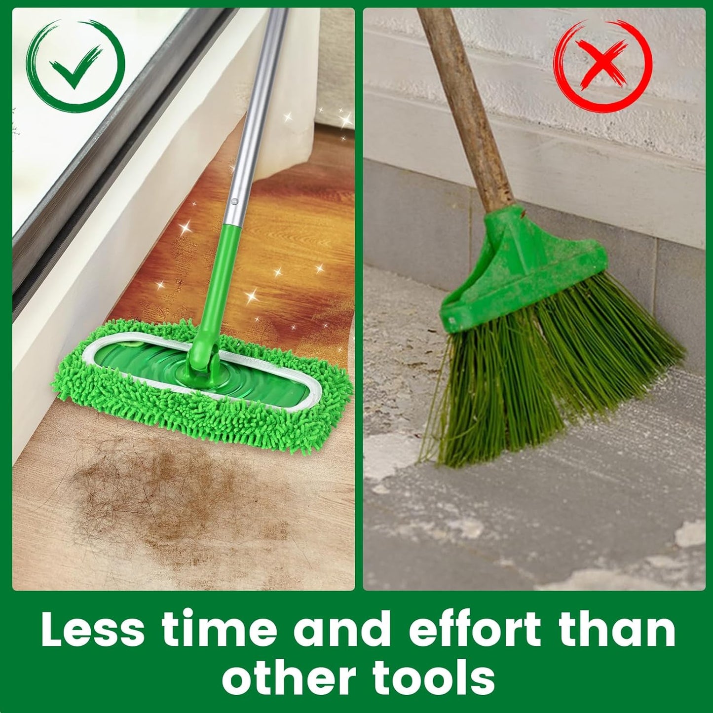 6Pcs Reusable Microfiber Mop Pads Compatible with Sweeper Mop, Replacement Wet Mopping pad Refills & Washable Dry Sweeping Cloths for Surface/Hardwood Floor Cleaning