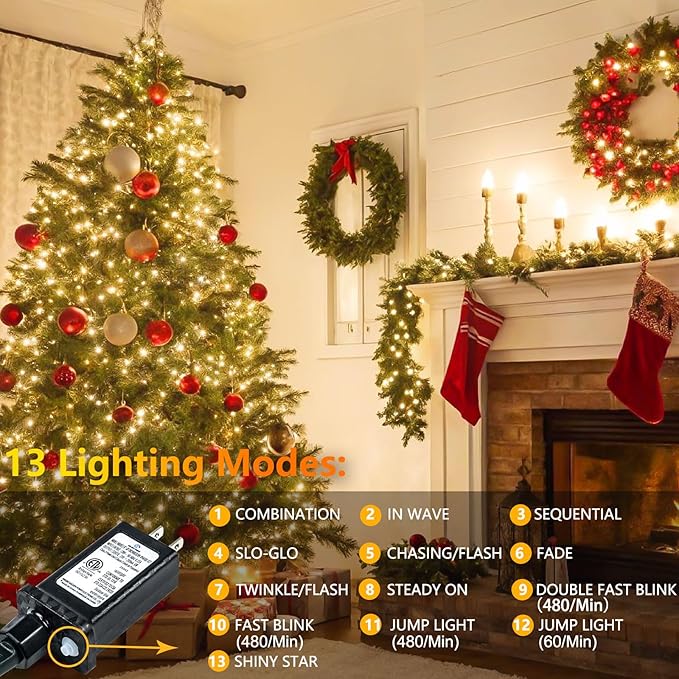 Connectable 100 LED String Lights Indoor Outdoor, 33FT Warm White Christmas - Image 3