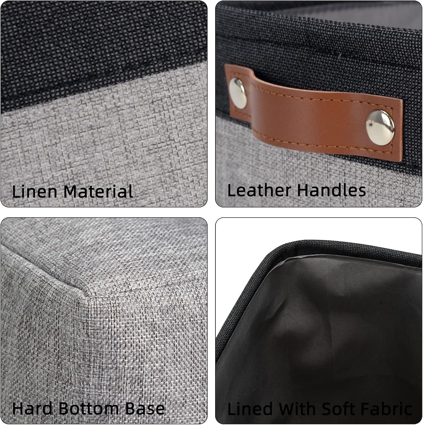 DULLEMELO Cube Basket for Storage, Collapsible Fabric Cube for Organizing, Storage Cube for Closet, Laundry, Nursery, Shelves, Decorative Basket for Gifts Empty (Black&Gray)