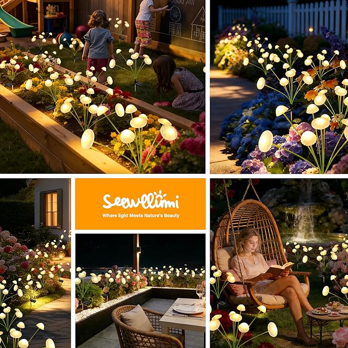 Solar Garden Lights Outdoor, Swaying Mushroom Lights Waterproof - Image 6
