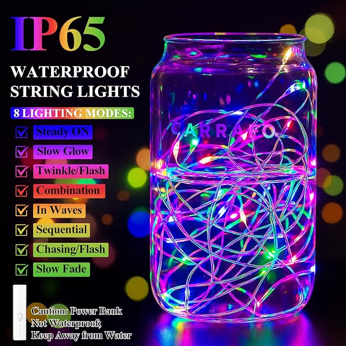 66FT Multicolor Fairy Lights Battery Operated, 100 LED Twinkle Lights - Image 5