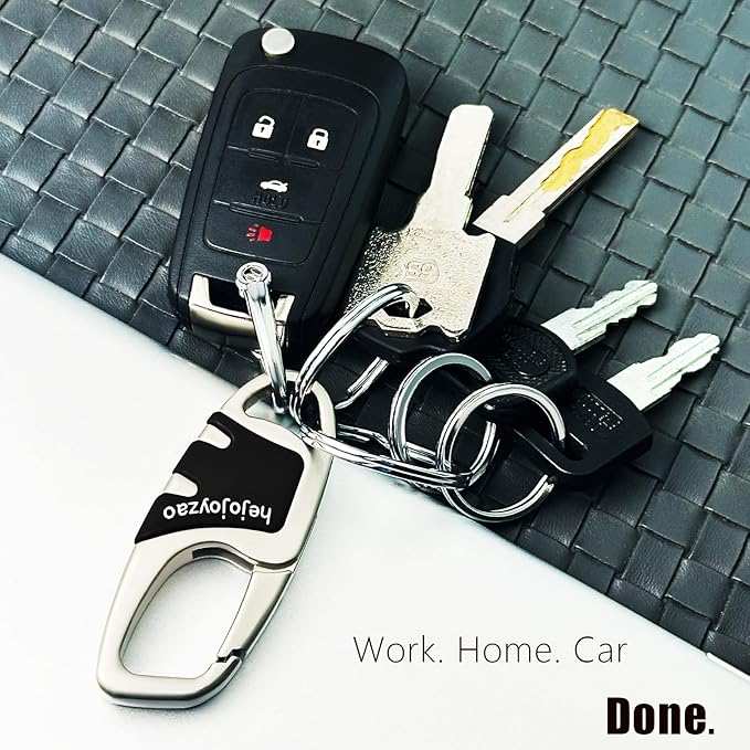 Keychain with Carabiner Clip, 4 Heavy Duty Key Rings and D Ring - Image 4