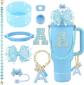 9PCS Blue for Stanley Cup Accessories Set Bling Initials Bow Charms for Stanley by Unknown