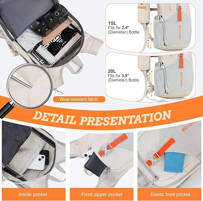 BECOJADDE 15L Small Hiking Backpack - Image 3