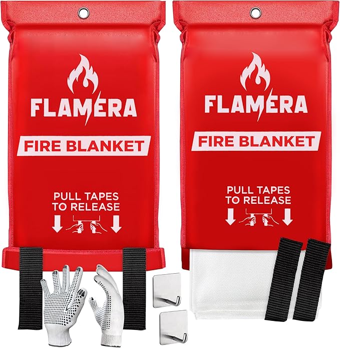 Emergency Fire Blanket for Home and Kitchen Fireproof and Fire Suppression by FLAMERA