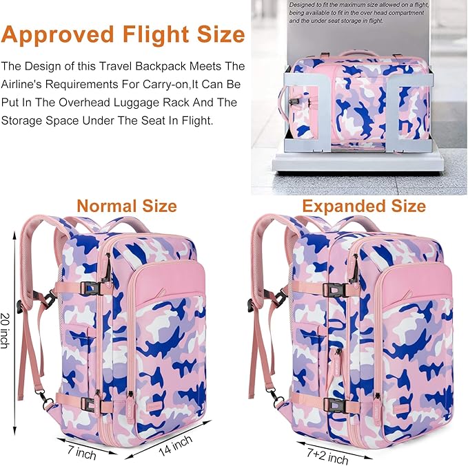Lumesner Carry on Travel Backpacks, Extra Large 40L Flight Approved - Image 3