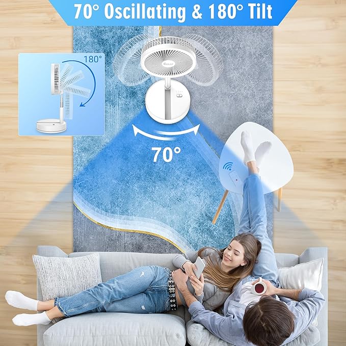 Portable Foldable Rechargeable Oscillating Fan - Image 2