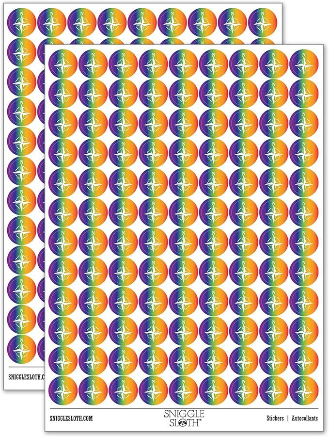 Compass Rose Nautical Star Navigation Map 200+ Round Stickers by Sniggle+Sloth