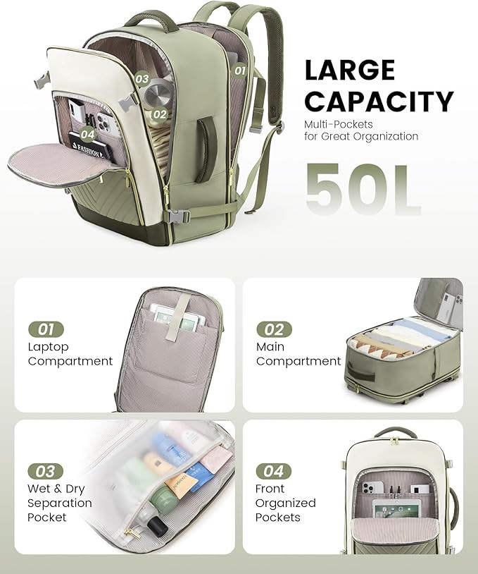 LOVEVOOK Large Travel Backpack for Women, TSA Carry on Backpack for Airplanes - Image 2