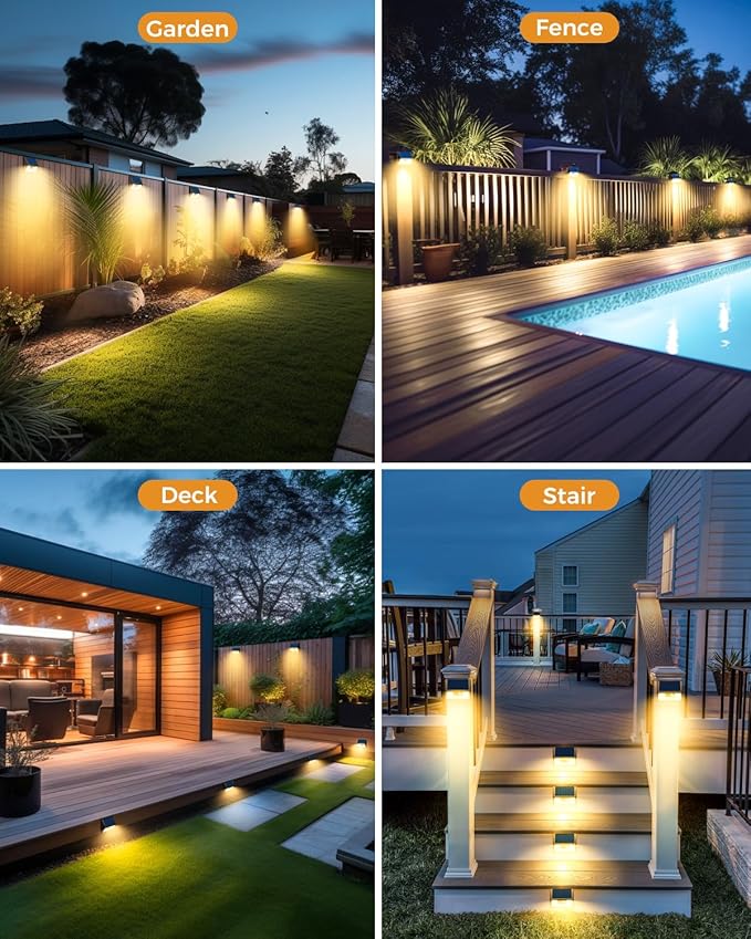Vighep 4 Pack Solar Fence Lights Waterproof, Motion Sensor Deck Outdoor - Image 7