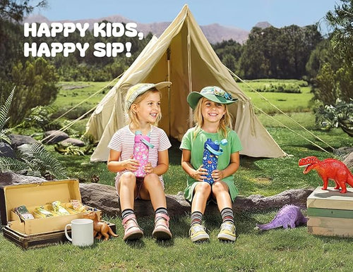 12 oz Insulated Water Bottle for Kids: 2-in-1 Straw Spout Lid, Spill-proof - Image 2