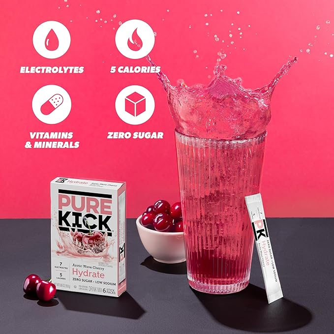 Pure Kick Hydration Singles To Go Drink Mix, Arctic Wave Cherry, Includes 12 - Image 3
