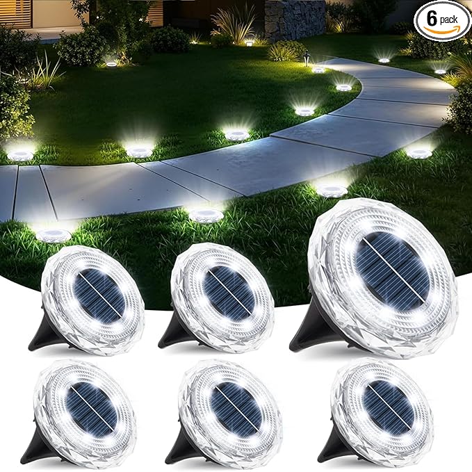 echosari Solar Ground Lights 6 Pack, Upgraded Solar Garden Lights Auto ON/Off by echosari