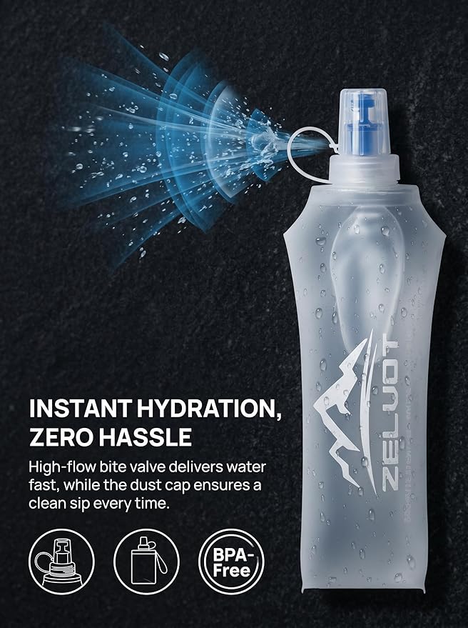 Zelvot Running Vest Soft Flask, BPA-Free 500ml Collapsible Water Bottle - Image 5