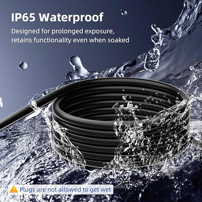 25 FT 3 Outlet Outdoor Extension Cord Waterproof, 16/3 SJTW Black Extension Cord - Image 5