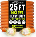 25ft Outdoor/Indoor Extension Cord 14/3 Gauge Heavy Duty 3 Prong SJTW, by LifeSupplyUSA