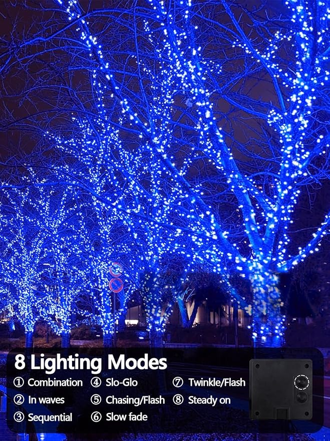 2 Pack 200 LED Solar String Lights Outdoor, Solar Christmas Lights - Image 7