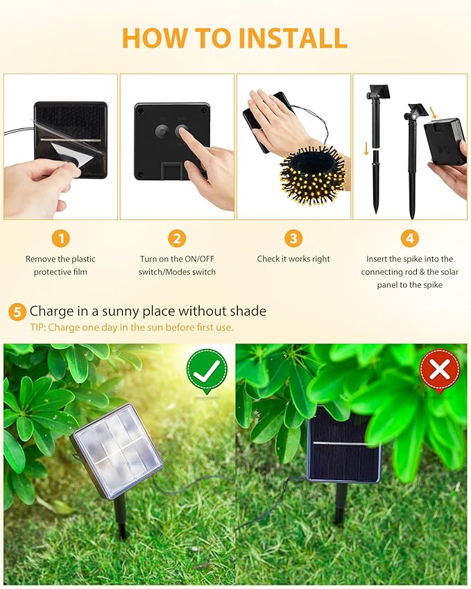 Brightown 2 Pack Solar String Lights Outdoor Waterproof, 92Ft 240 LED Solar - Image 7