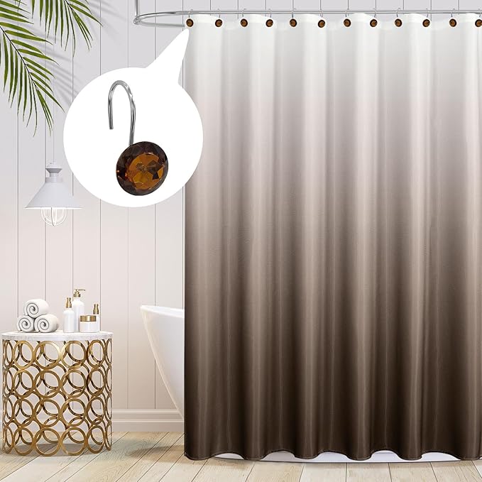 MitoVilla Dark Brown Shower Curtain Hooks Rings, Metal Shower Hooks - Image 2
