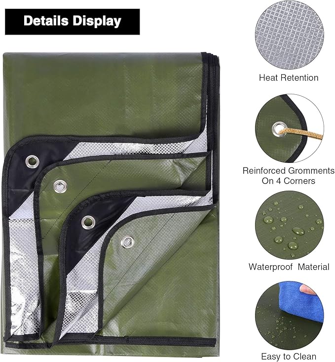 RedSwing 2 Pack Heavy Duty Waterproof Emergency Thermal Tarp, Insulated - Image 3