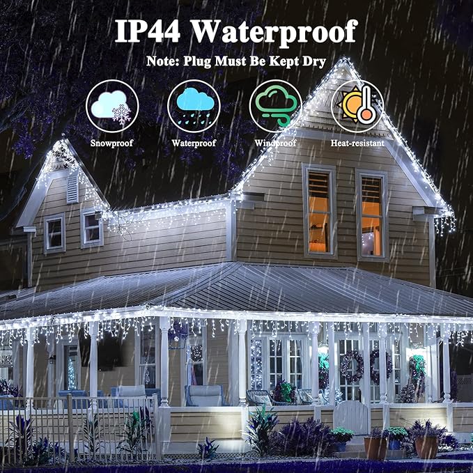 240LED 88Ft Connectable String Lights Indoor Outdoor Clear Wire | Cool White - Image 6