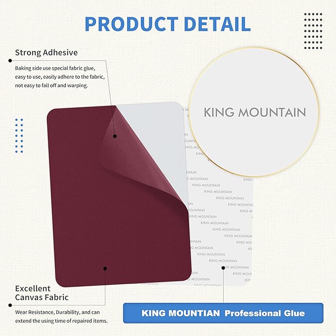 KING MOUNTAIN Canvas Repair Patch 9 x11 Inch 2 Pcs Self-Adhesive Waterproof - Image 3