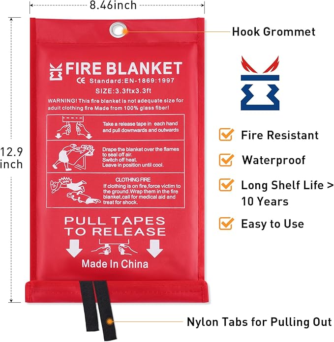 Fire Blanket for Home Emergency Survival – Fiberglass Suspend Fire Flames - Image 3