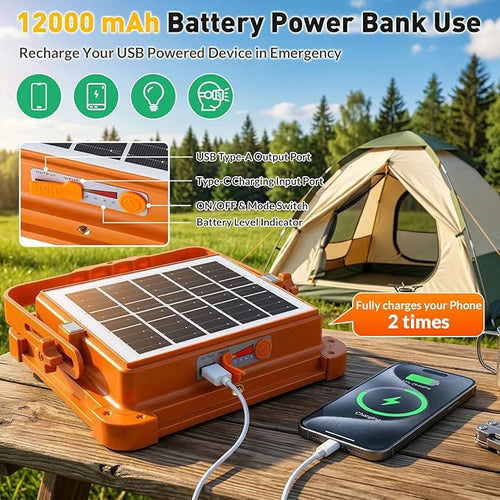 2-Pack Solar Rechargeable Work Light, 12000LM Portable Work Light - Image 2