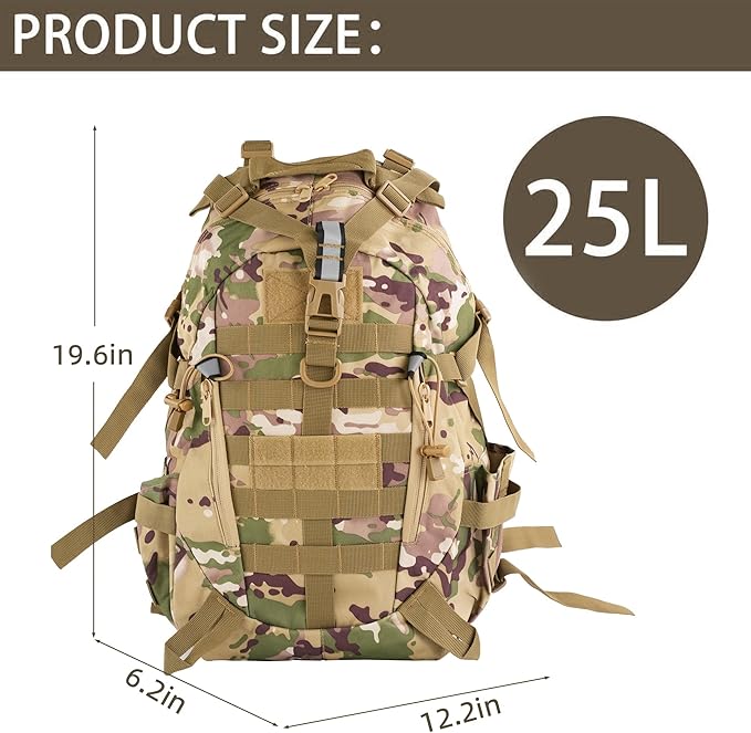 aiGear Tactical Backpack for Men, 25L Military Backpack, 3-Day Bug Out Bag for - Image 3