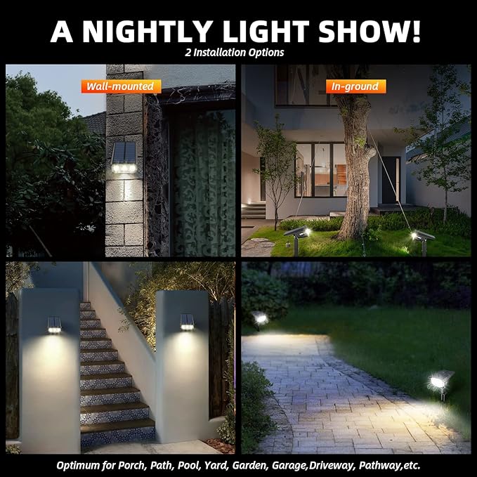 LEREKAM Solar Spot Lights Outdoor, 40 LEDs Solar Outdoor Waterproof Landscape - Image 3