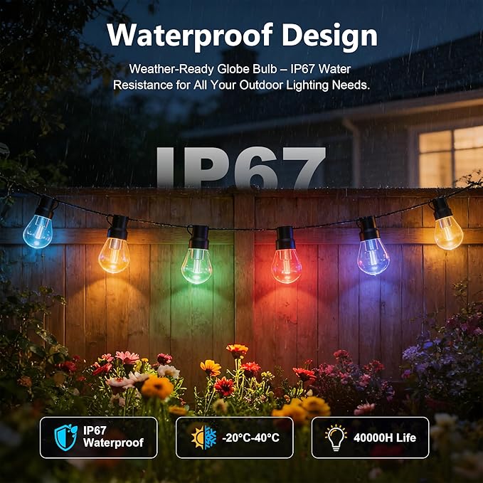 Beizelte Outdoor String Lights, 200FT RGB+IC Outside Light Dimmable - Image 2