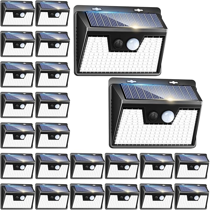 Peasur Solar Powered Lights Outdoor, 140 LED 24Pack Motion Sensor Light Outside by Peasur