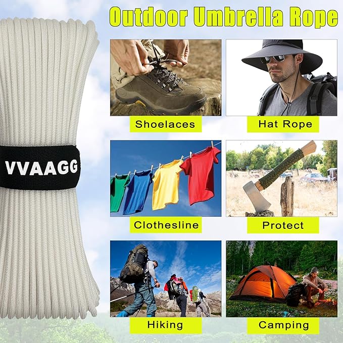 VVAAGG 1000 White Paracord 200FT Utility Parachute Cord 4mm Nylon String12 - Image 5