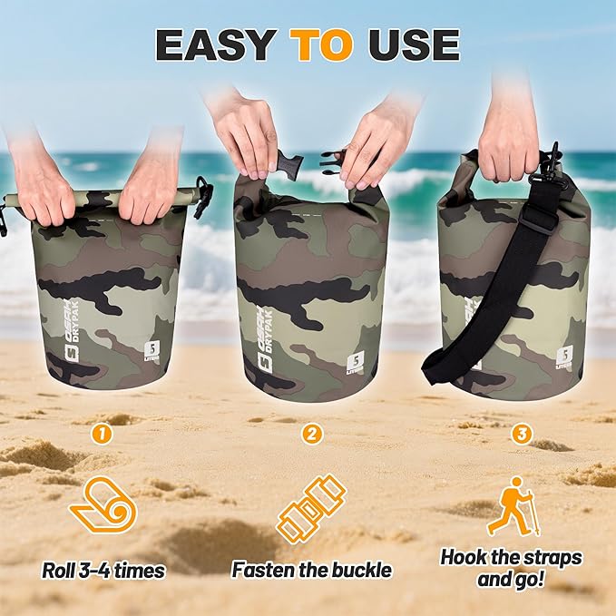Waterproof Dry Bag, 5L/10L/20L/30L/40L Roll Top Lightweight Storage Backpack - Image 4