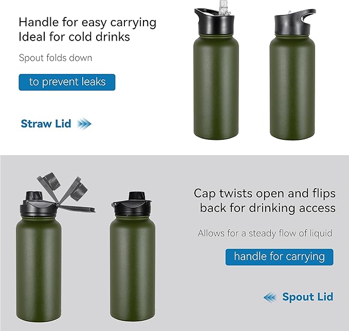 VEGOND 32 oz Insulated Water Bottle Stainless Steel Metal Water Bottles - Image 5