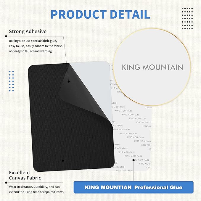 KING MOUNTAIN Canvas Repair Patch 9 x11 Inch 2 Pcs Self-Adhesive Waterproof - Image 3