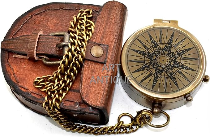 Vintage Brass Pocket Compass - Image 5