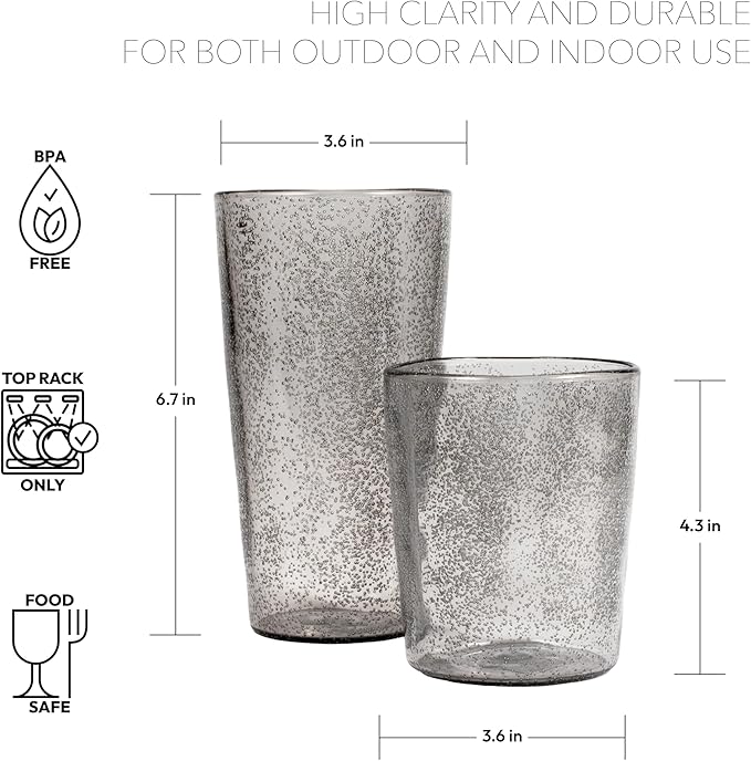 Fizz Bubbles Durable Acrylic 8-Piece Indoor/Outdoor Drinkware Set - Image 4