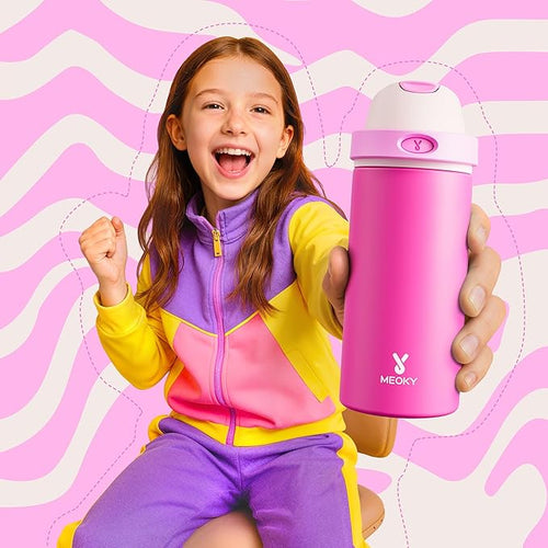 18 oz Kids Water Bottle for School: Meoky 18 oz Stainless Steel Insulated Water - Image 2
