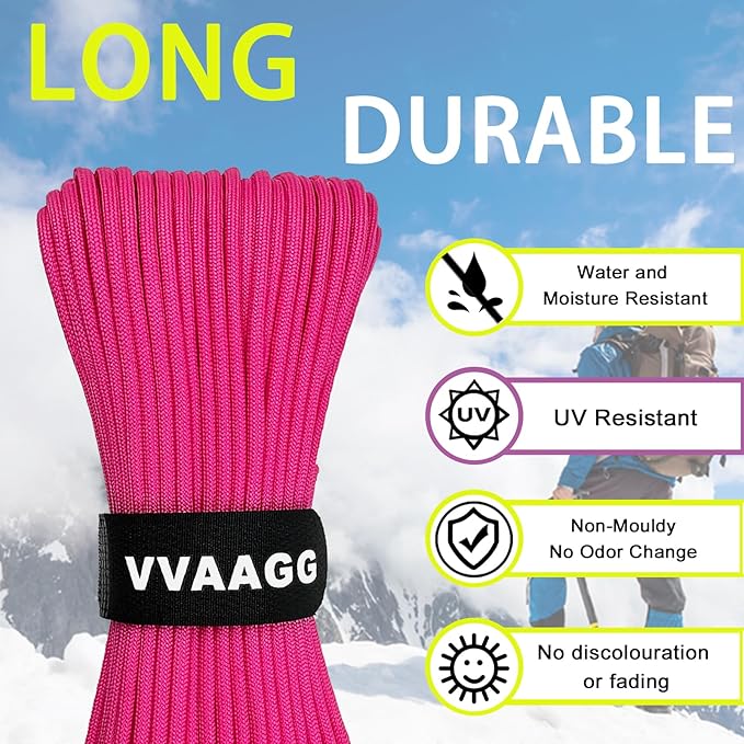 VVAAGG 1000 Paracord Rope, 50ft 12 Strand Parachute Cord - Image 4