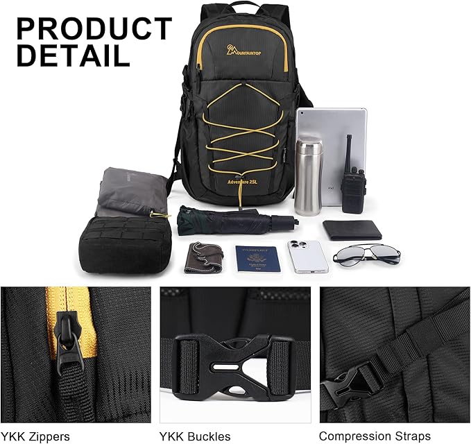 MOUNTAINTOP Hiking Backpack, 25L Camping Backpack, Men Women Hiking Daypack - Image 3