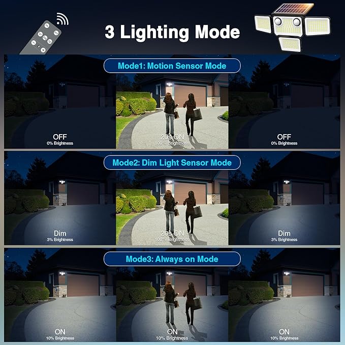 4500LM Solar Lights Outdoor Waterproof, 254 LED Solar Flood Lights Outdoor - Image 6