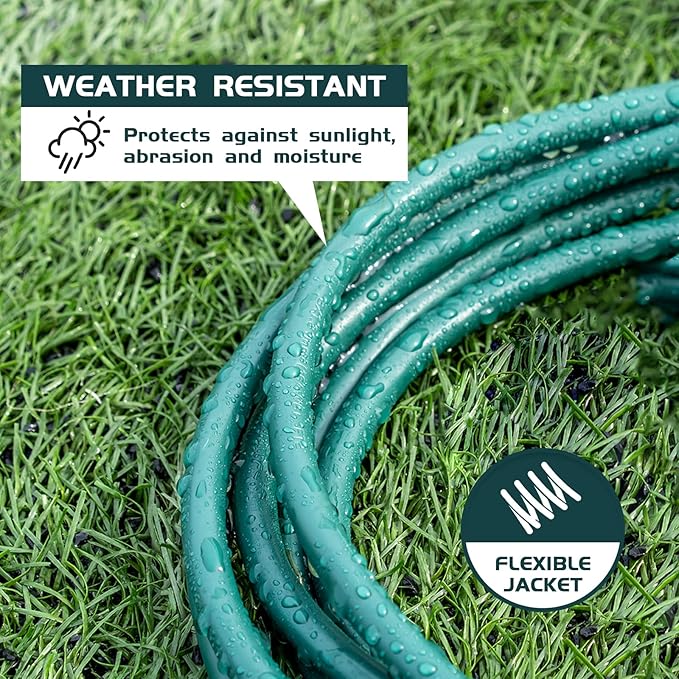 25FT Outdoor Extension Cord-16/3 SJTW Durable Green Extension Cable - Image 4