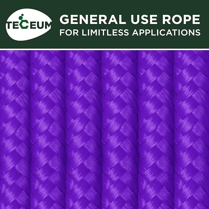 TECEUM Rope – 150 Feet x 1/4 Inch – Purple – Strong All-Purpose Utility Rope – - Image 9