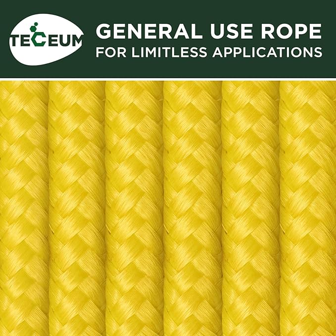 TECEUM Rope – 90 Feet x 1/4 Inch – Yellow – Strong All-Purpose Utility Rope – - Image 9