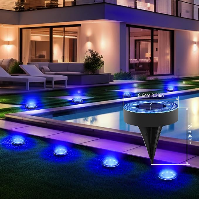 Joomer Solar Ground Lights, 16 Pack 8 LED Solar Lights Outdoor IP68 Waterproof - Image 4