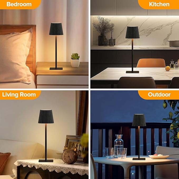 LUTEC 4 Pack Cordless Table Lamp, 6000mAh Rechargeable Battery Operated Desk - Image 6